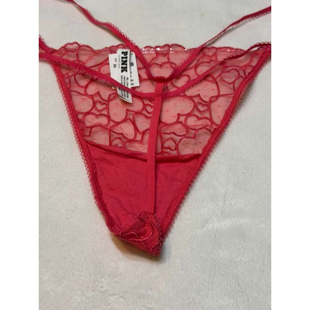 Victoria's Secret Pink Red Lace Strappy V-String Panty - Size 2XL - NWT